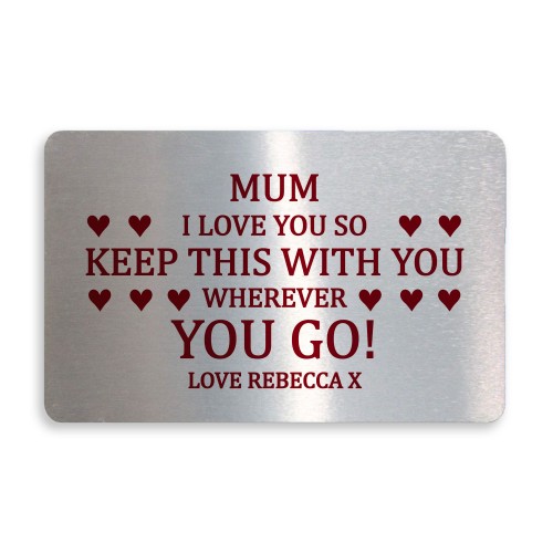 Personalised Gift For Mum Birthday Christmas Wallet Insert