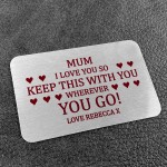 Personalised Gift For Mum Birthday Christmas Wallet Insert