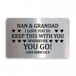 Personalised Gift For Nan and Grandad Wallet Insert Thank You 