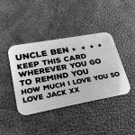 Personalised Gift For Uncle Wallet Insert Thankyou Birthday Xmas