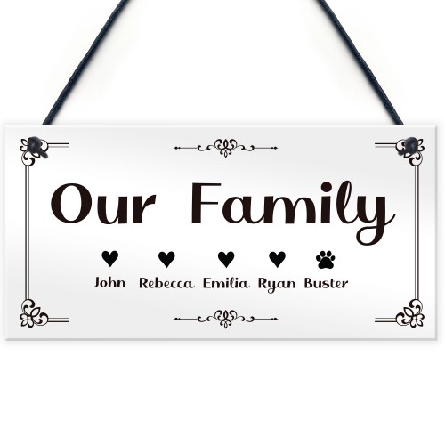 Our Family Sign PERSONALISED Home Decor Gift For New Home