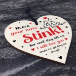 Personalised Funny Valentines Gift Wooden Heart Gift For Him