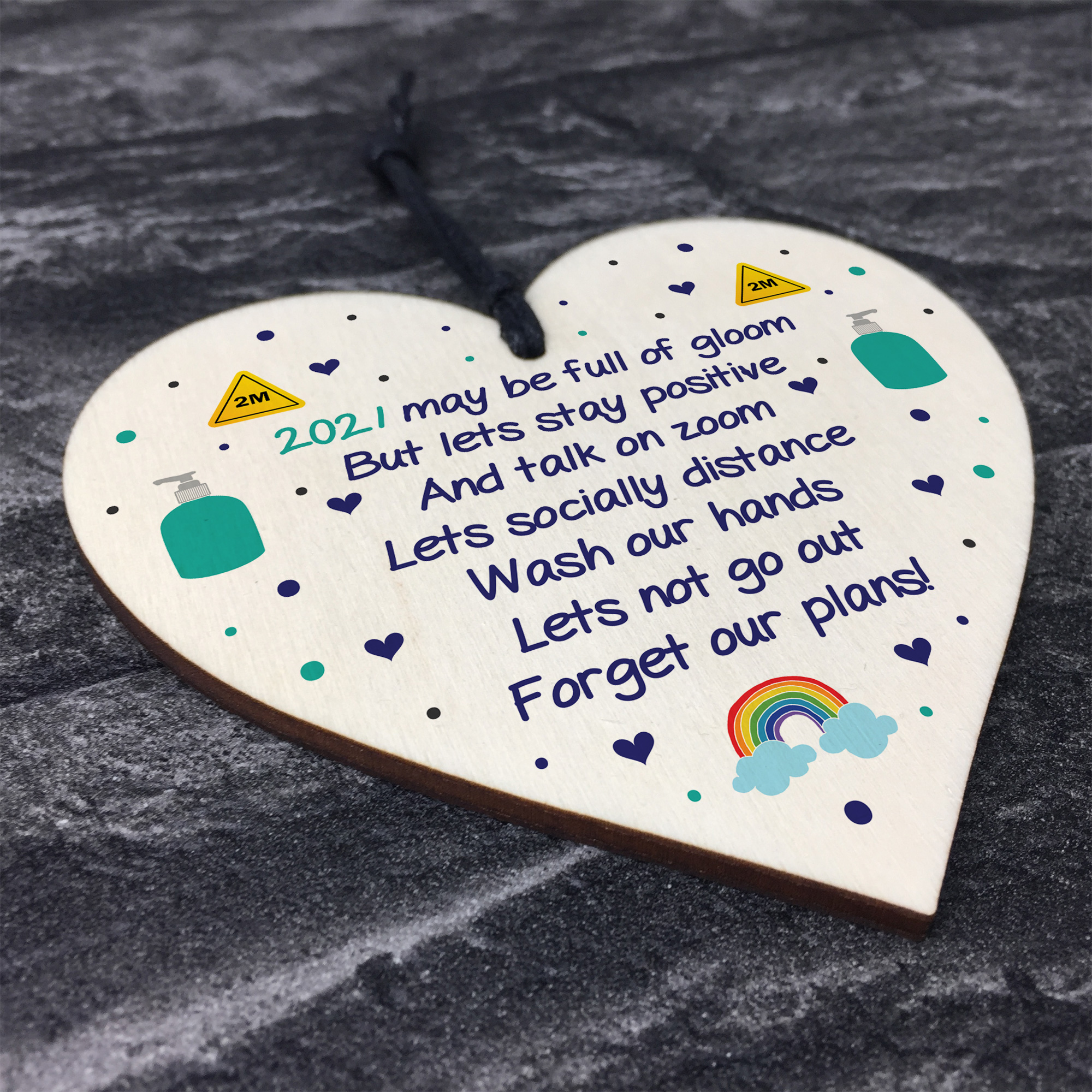 Funny Lockdown Poem Gift Wooden Heart Sign 2021 Decor Gifts