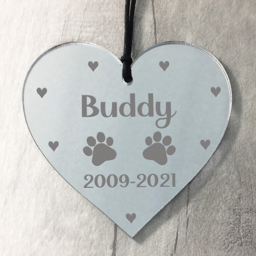 Personalised Engraved Memorial Heart For Dog Cat Memorial Sign