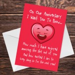 Funny Anniversary Card For Boyfriend Girlfriend Rude Card