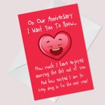 Funny Anniversary Card For Boyfriend Girlfriend Rude Card