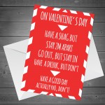 Funny Valentines Day Card Lockdown Warning Novelty Card