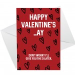 Rude Valentines Day Card For Girlfriend Wife Funny Valentines