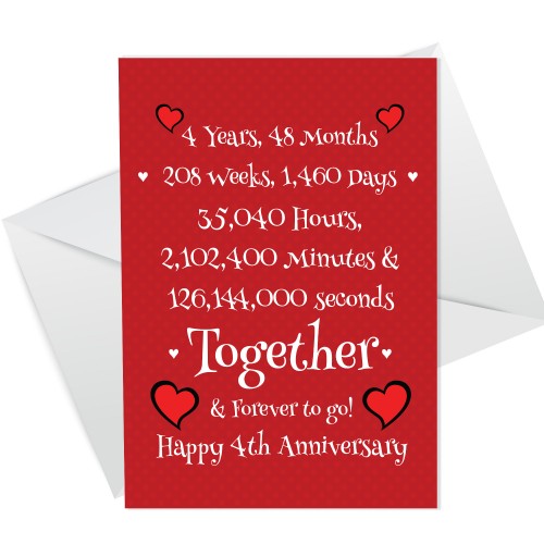 Funny 4th Anniversary Card Husband Wife Boyfriend Girlfriend