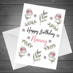 Birthday Card For Nanny Grandmother Handmade Floral Design