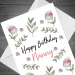 Birthday Card For Nanny Grandmother Handmade Floral Design