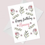 Birthday Card For Nanny Grandmother Handmade Floral Design