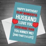 Novelty Birthday Card For Husband Funny Rude Birthday Card