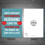 Novelty Birthday Card For Husband Funny Rude Birthday Card