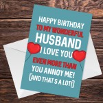 Novelty Birthday Card For Husband Funny Rude Birthday Card