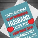 Novelty Birthday Card For Husband Funny Rude Birthday Card