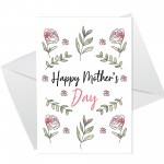 Happy Mothers Day Card For Mum Mummy Nan Nanny Floral Design