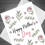 Happy Mothers Day Card For Mum Mummy Nan Nanny Floral Design