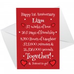 PERSONALISED 1st First Anniversary Card For Boyfriend Girlfriend