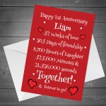 PERSONALISED 1st First Anniversary Card For Boyfriend Girlfriend