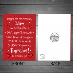 PERSONALISED 1st First Anniversary Card For Boyfriend Girlfriend