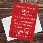 PERSONALISED 1st First Anniversary Card For Boyfriend Girlfriend