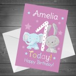 Personalised 1st Birthday Card For Daughter Baby Cute Animal