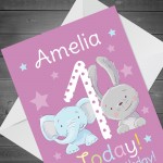 Personalised 1st Birthday Card For Daughter Baby Cute Animal