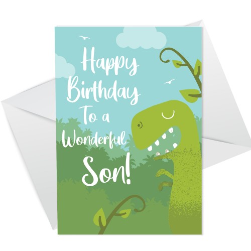 Novelty Birthday Card For Son 8th 9th 10th Birthday Dinosaur