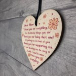 Dear Mum Gift For Mothers Day Birthday Wooden Heart Mum Poem