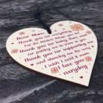 Dear Mum Gift For Mothers Day Birthday Wooden Heart Mum Poem