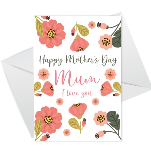 Mothers Day Card Floral Design A6 Card For Mum From Daughter