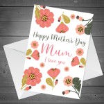 Mothers Day Card Floral Design A6 Card For Mum From Daughter