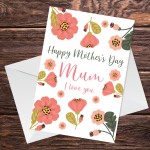 Mothers Day Card Floral Design A6 Card For Mum From Daughter