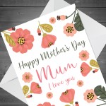 Mothers Day Card Floral Design A6 Card For Mum From Daughter