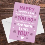 Mothers Day Card For Mum Nan Nanny Grandma A6 Card