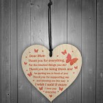 Love You Mum Gift Poem Wooden Heart Birthday Mothers Day Gift