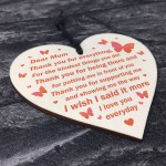 Love You Mum Gift Poem Wooden Heart Birthday Mothers Day Gift