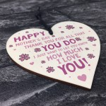 Cute Mothers Day Gift For Mum Nan Grandma Nanny Wooden Heart