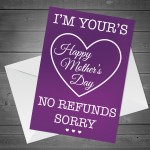 Mum Mothers Day Card Funny Novelty Humour Mother's Day Card