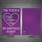 Mum Mothers Day Card Funny Novelty Humour Mother's Day Card