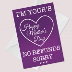 Mum Mothers Day Card Funny Novelty Humour Mother's Day Card