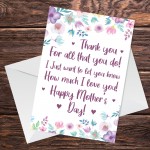 Mothers Day Thank You Card Mother's Day Card Poem For Mum