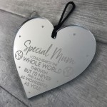 Special Mum Mothers Day Birthday Hanging Engraved Heart Gift