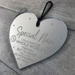 Special Nan Mothers Day Birthday Hanging Engraved Heart Gift