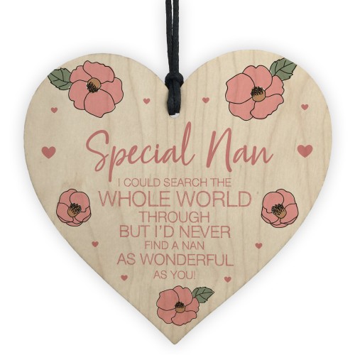 Nan Gift Wooden Hanging Heart For Birthday Mothers Day Gift