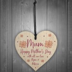 Personalised Mothers Day Gift for Mum Hanging Wooden Heart