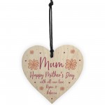 Personalised Mothers Day Gift for Mum Hanging Wooden Heart