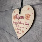 Personalised Mothers Day Gift for Mum Hanging Wooden Heart