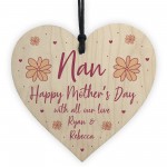 Personalised Mothers Day Gift for Nan Hanging Wooden Heart